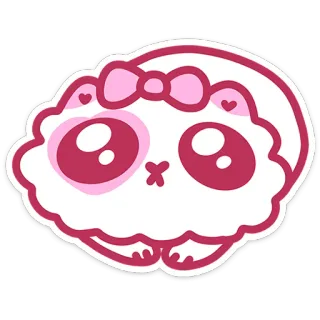 🥹 kawaii, cute, cartoon, sticker, animal, eyes, bow, pink telegram sticker