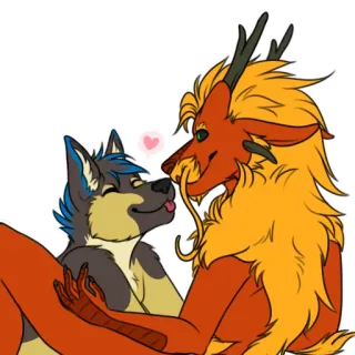 🤗 Фурри, Антро, Животные, Милые, Любовь, Пара telegram sticker