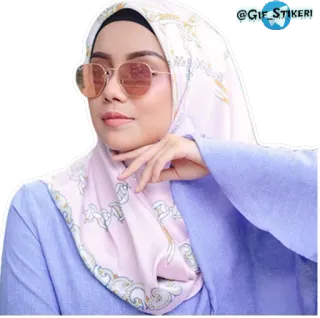 😎 @GIF STIKERI женщина, хиджаб, солнцезащитные очки, портрет whatsapp sticker