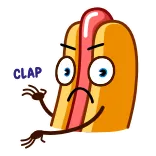 👏 CLAP Hot dog, Đồ ăn, Vỗ tay, Phim hoạt hình telegram sticker