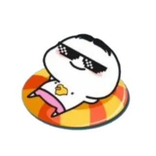 🪐 cartone animato, occhiali da sole, piscina, relax, estate telegram sticker