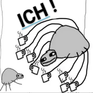 💣 ICH! araignée, thé, humour, dessin animé, mème telegram sticker