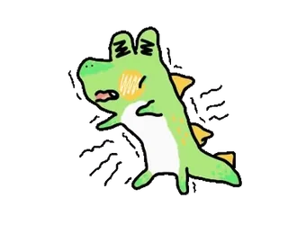 😖 dinosaurio, dibujos animados, verde, lindo, animal, pegatina whatsapp sticker