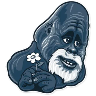 😊 고릴라, 꽃, 만화, 원숭이, 평화로운, 일러스트 telegram sticker