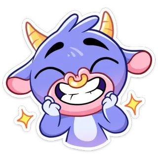 😁 Dibujo animado, Animal, Lindo, Monstruo, Pegatina, Morado, Cuernos telegram sticker