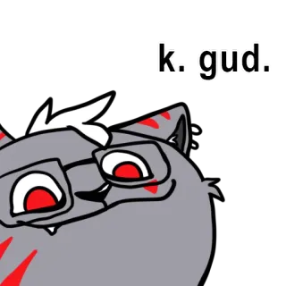 👍 k.gud. Katze, Brille, k gut, Cartoon, Aufkleber whatsapp sticker
