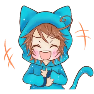 😂 Anime, Chibi, Kawaii, Gatto, Felpa con cappuccio, Carino, Felice telegram sticker