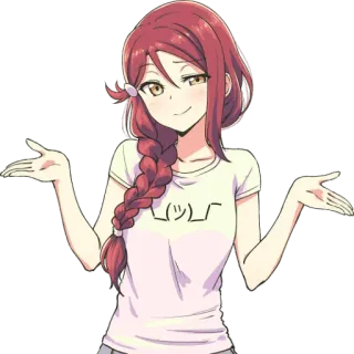 🤷 (͡° ͜ʖ ͡°) อนิเมะ, ผู้หญิง, ยิ้มเยาะ, ยักไหล่, เฉยเมย telegram sticker