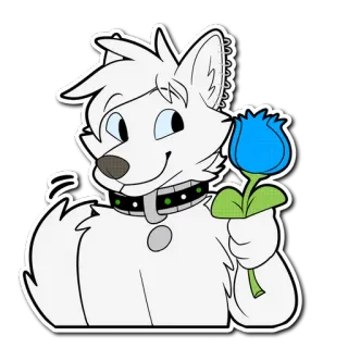 🌹 hond, bloem, schattig, wit, cartoon, vriendelijk telegram sticker