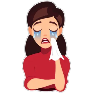 😭 płacz, smutna, kobieta, łzy, emocjonalna, zdenerwowana, czerwony whatsapp sticker