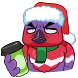 😒 natal, burung, kopi, topi santa, musim dingin, syal telegram sticker
