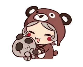 ⭐ schattig, cartoon, anime, panda, berenkostuum, chibi telegram sticker