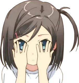 🙈 garota anime, cobrindo olhos, fofa, desenho animado, adesivo, feminino telegram sticker