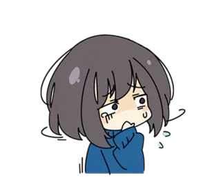 😟 anime, sad, cute, girl, cartoon, character telegram sticker