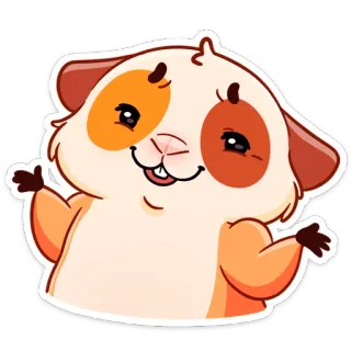 🙂 porcellino d'India, animale, roditore, carino, cartone animato, felice, adesivo telegram sticker