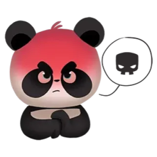 👊 Panda, Boos, Rood, Cartoon, Dier, Emoticon telegram sticker