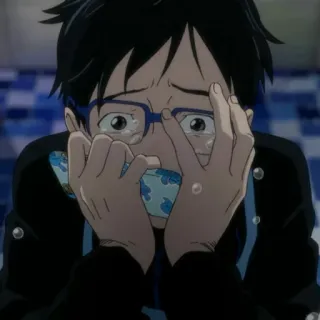 💙 Yuri Katsuki Yuri on Ice аниме, плачет, грустно, Yuri on Ice, Юрий Кацуки telegram sticker