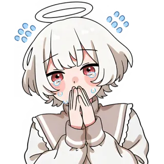 🙏 อนิเมะ, ร้องไห้, นางฟ้า, คาวาอิ, เศร้า, น่ารัก telegram sticker