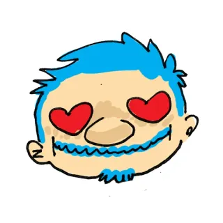 😍 kreskówka, miłość, oczy w serca, niebieskie włosy, wyraz, słodki telegram sticker