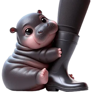 🥰 hippo, cute, baby hippo, animal, cartoon, adorable, digital art telegram sticker