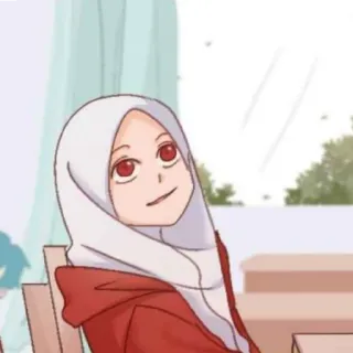 😄 动漫, 漫画, 女孩, 头巾, 穆斯林, 伊斯兰教, 卡通 telegram sticker