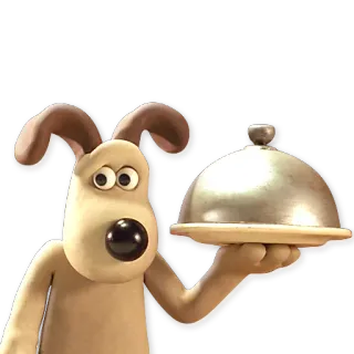 🍽 Gromit Wallace and Gromit dog, cartoon, claymation, food, serving telegram sticker
