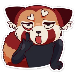 🖕 레서판다, 가운데 손가락, 무례한, 만화, 스티커, 하트 눈 telegram sticker