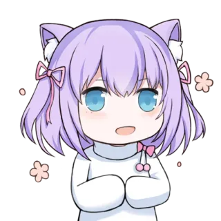 😲 chica gato, anime, kawaii, lindo, chibi, pegatina, manga whatsapp sticker