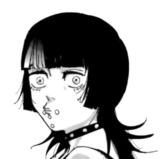 ⁉ anime, manga, girl, emo, goth, piercings, black and white telegram sticker