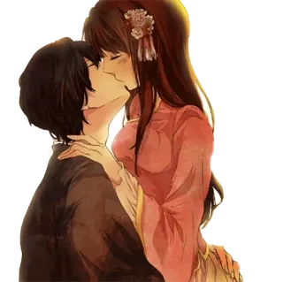 💏 coppia, bacio, romance, amore, anime, manga telegram sticker