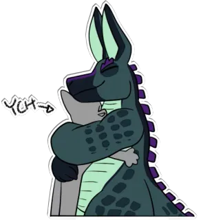 ❤ YCH cartoon, animal, hug, drawing, digital art telegram sticker