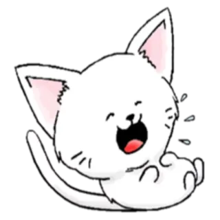 🤣 chat, chaton, blanc, mignon, joyeux, joueur, dessin animé telegram sticker