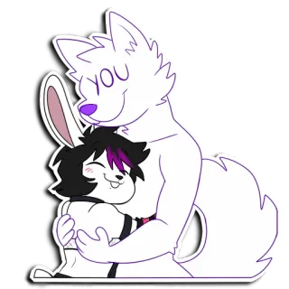 🤗 YOU furry, hug, couple, affection, love, wolf, rabbit, cute, embrace, anthro telegram sticker