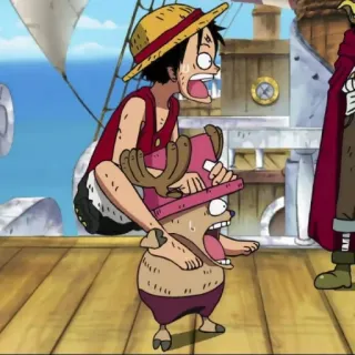 😨 Luffy One Piece Аниме, Монки Д. Луффи, Тони Тони Чоппер whatsapp sticker