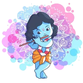 😏 Krishna 印度教, 神, 长笛, 奎师那, 印度 telegram sticker