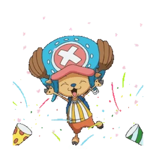 🎉 Tony Tony Chopper One Piece 애니메이션, 원피스, 쵸파, 축하, 귀여운, 순록 telegram sticker