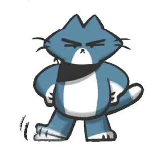 😑 gato, enojado, dibujo animado, animal, pegatina, gato azul telegram sticker