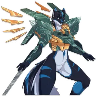 💙 Furry, Anime, Krieger, Rüstung, Schwert, Tier, Cyborg telegram sticker