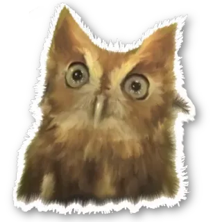 😯 cú mèo, động vật, chim, động vật hoang dã, dễ thương, nhãn dán, hình minh họa telegram sticker