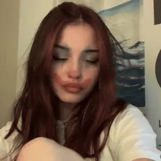 🧺 @wallgif girl, clown makeup, makeup trend, aesthetic, portrait, red hair, social media telegram sticker