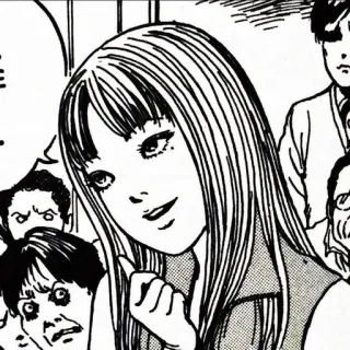 😁 Manga, Anime, Dziewczyna, Ilustracja, Czarno-białe telegram sticker