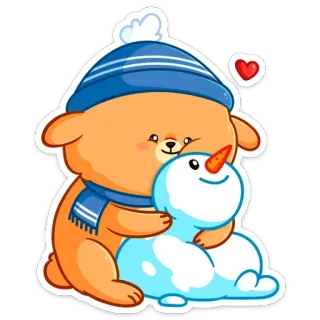 🤗 熊, 雪人, 冬天, 可爱, 贴纸, 卡通, 心 telegram sticker