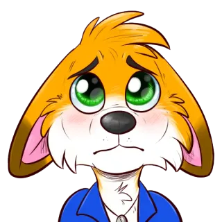 😢 Furry, Anthro, Fofo, Desenho animado, Animal, Retrato, Cachorro, Triste telegram sticker