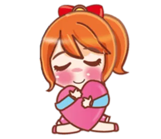 ❤ hoạt hình, cô gái, trái tim, dễ thương, tình yêu telegram sticker