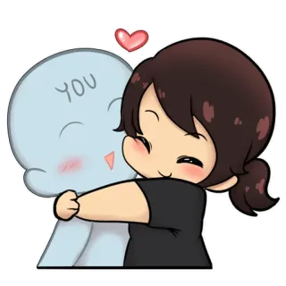 🤗 YOU love, couple, cute, hug, cartoon, relationship telegram sticker