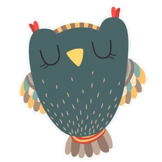 😲 sowa, ptak, słodki, śpiący, kreskówka telegram sticker