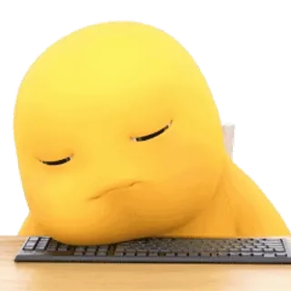 😊 assonnato, tastiera, giallo, stanco, ufficio, cartone animato, carino whatsapp sticker