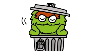 😑 Oscar the Grouch Sesame Street ออสการ์, เซซามี สตรีท, การ์ตูน, คนขี้บ่น, ขยะ telegram sticker