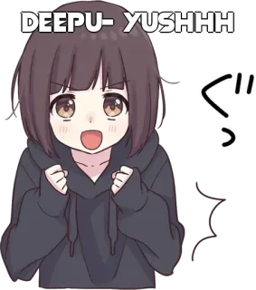 🤔 DEEPU- YUSHHH Anime, Meisje, Blij, Opgewonden, Schattig telegram sticker