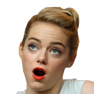 🙀 얼굴, 여자, 표정, 놀람, 엠마 스톤 telegram sticker